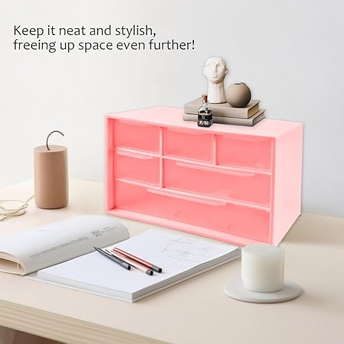 Miniatura 6 de Mini organizador de cajones de escritorio con 6 cajones transparentes, pequeña caja de almacenamiento de plástico para oficina, aula, manualidades y