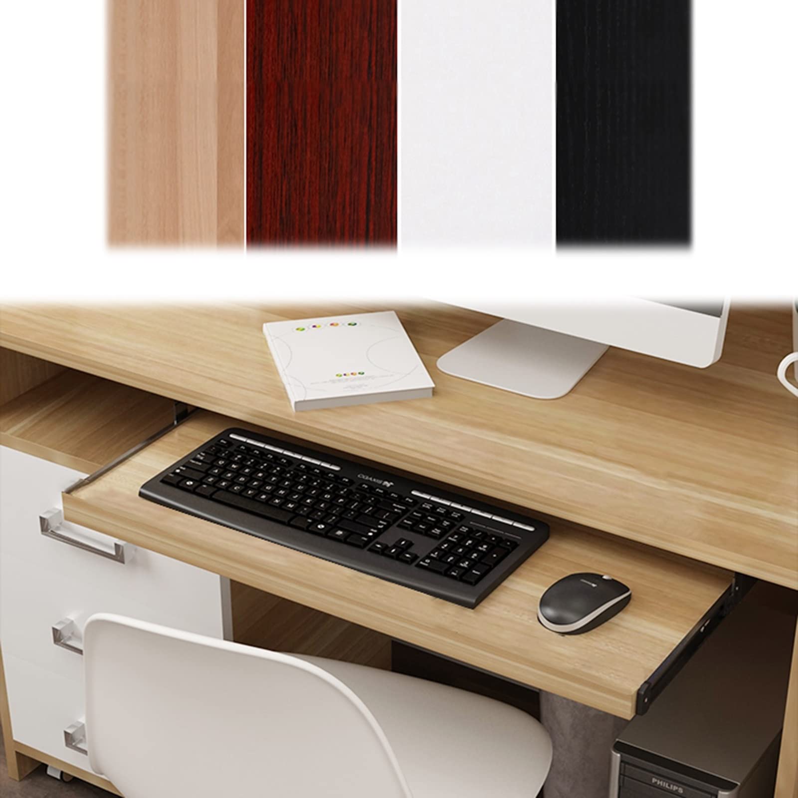 Vassoio per tastiera in legno sotto la scrivania, ripiano per tastiera Exteble, supporta 25 kg, poggiapolsi ideale per mouse e taglierini