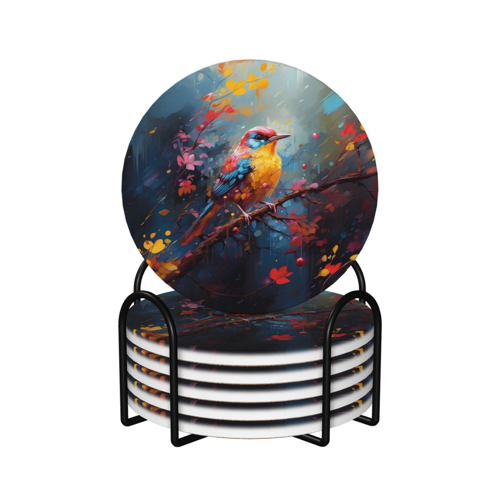 Sous-verres en céramique absorbants (lot de 6) avec support pour table basse