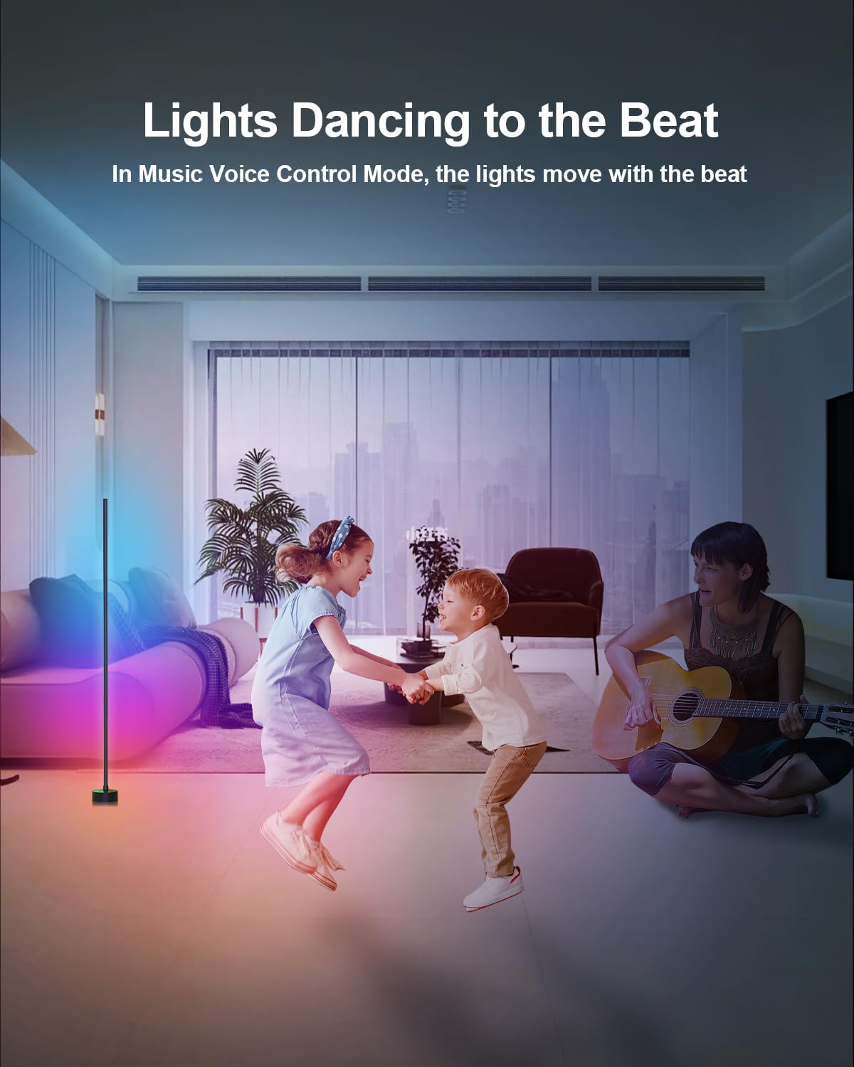 Miortior LED Stehlampe Wohnzimmer, 2PCS RGB Standleuchte Dimmbar mit Fernbedienung & App-Steuerung, Musik Sync, 16 Millionen Farben, 68 Szenenmodi, Ecklampe RGB für Wohnzimmer Schlafzimmer Gaming-Raum