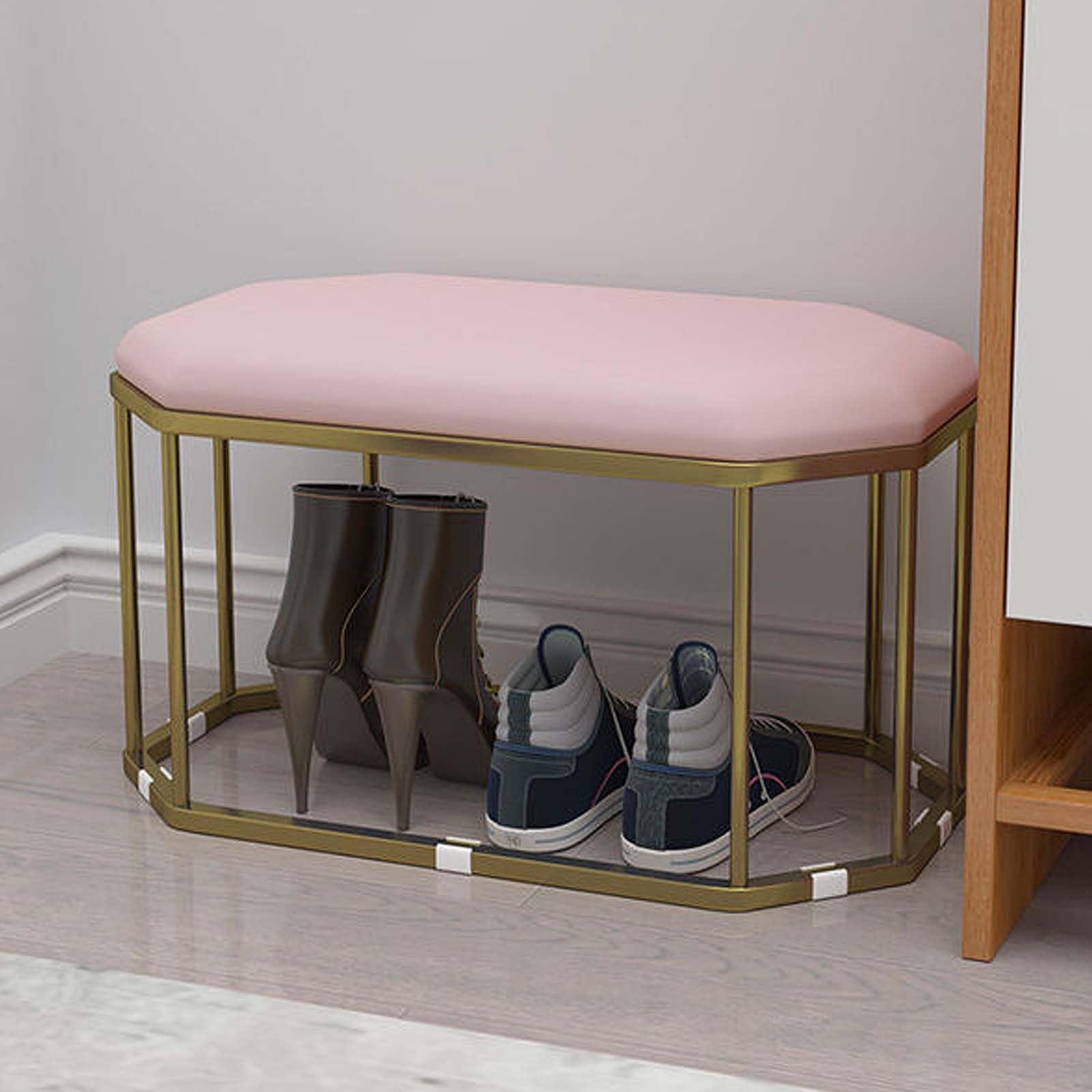 SXZenSpace Small EntryWay Bench with Shoe Storage and Seating for Bedroom Stainless Steel Changing Stool Entryway