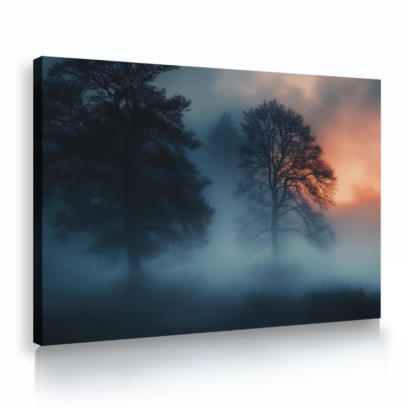 UIRINGART Toile de style gothique art mural matin brouillard forêt paysage imprimer affiche pour le salon salle d’étude chambre mystérieux décor mural 50x80cm cadre intérieur