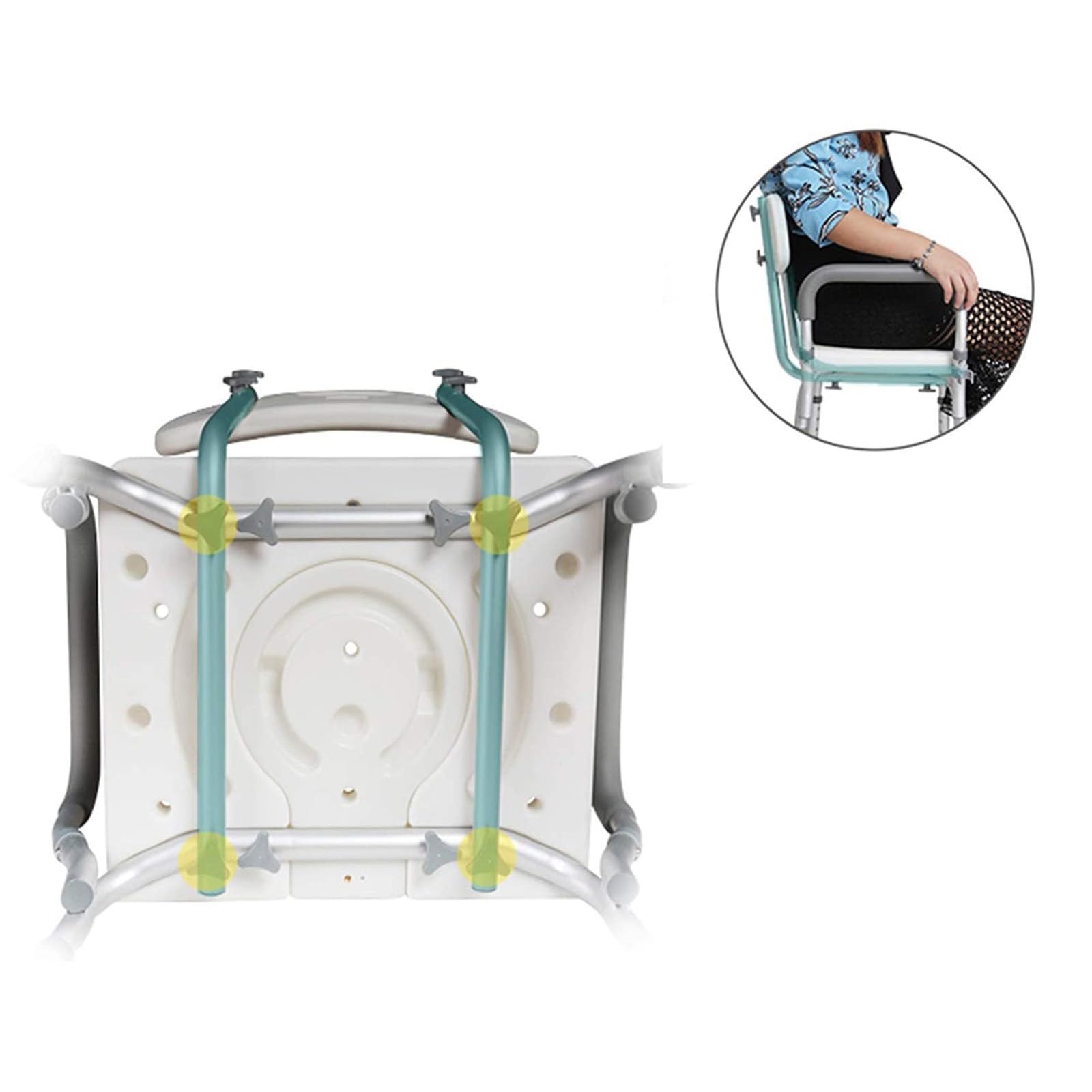 Silla De Baño con Inodoro, Silla De Ducha Altura Regulable con Respaldo Y Apoyabrazos Aguanta hasta 150 Kg Taburete De Ducha Antideslizante