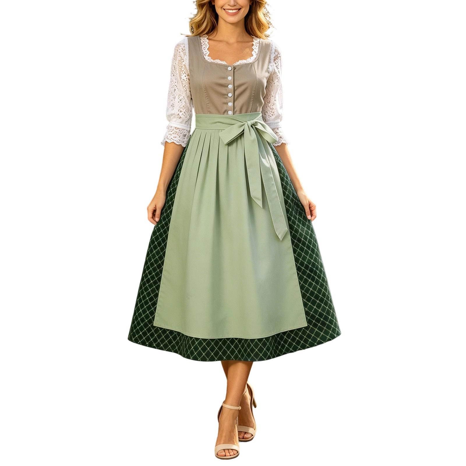 Oktoberfest Dirndl Donna Abito da Cerimonia Donna Oktoberfest Domestica Costume Abito per Festeggiamenti Stile Francese con Nastro in Vita per Eventi a Tema e Ballo Elegante Abito Tracht Matrimonio