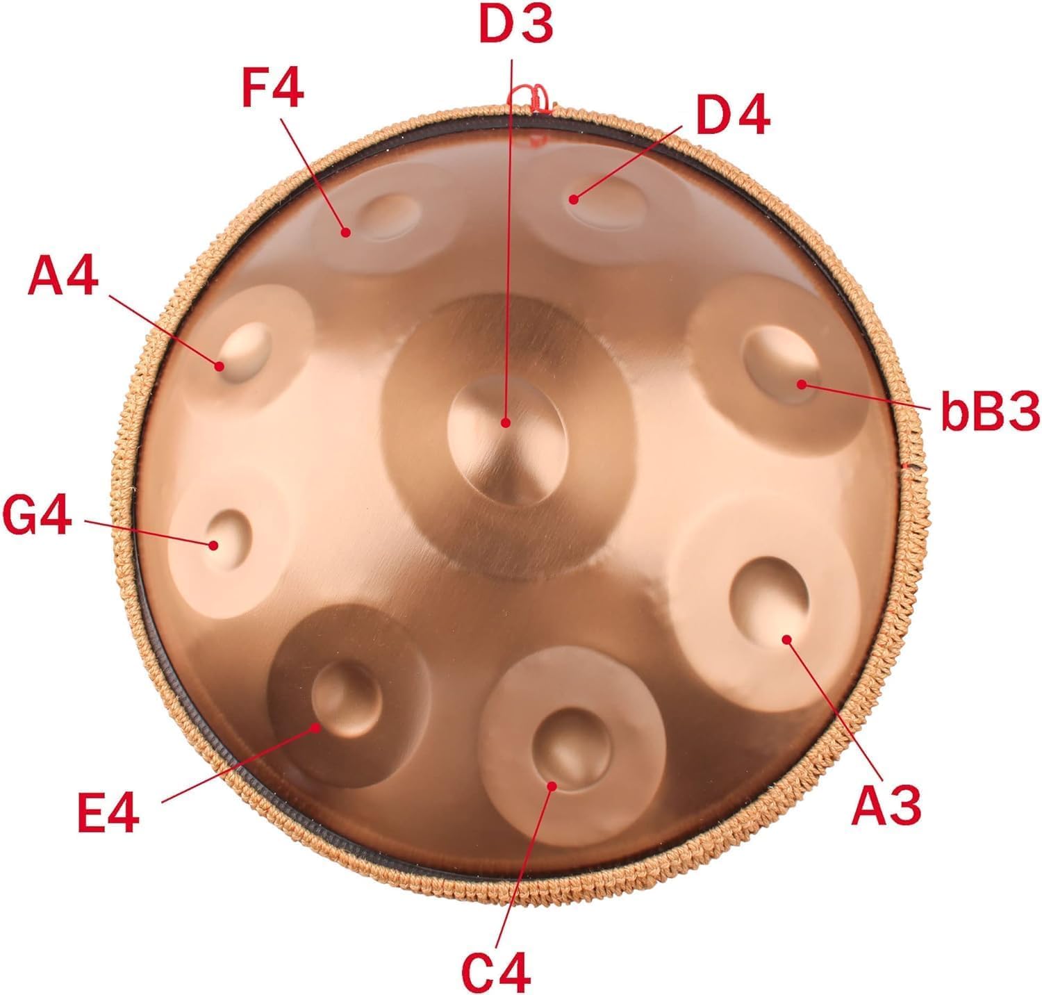 onlyfly Handpan Handpan Drum 9 Note 432Hz Re Minore 22" con Set Regalo in Bronzo