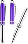 PATIKIL Stylo à bille avec pointe Stylus et LED Lampe de poche, paquet de 2 3 en 1 Encre noire de stylo en métal 1.0mm Stylus stylo point moyen pour écrans tactiles, gris