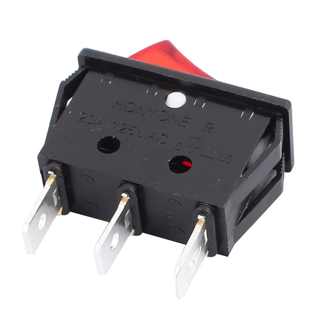 Sourcingmap AC 16A/125V 16A/250V SPST 3P 2 Position I/O Red Light Switch On Off Toggle Boat Rocker Switches