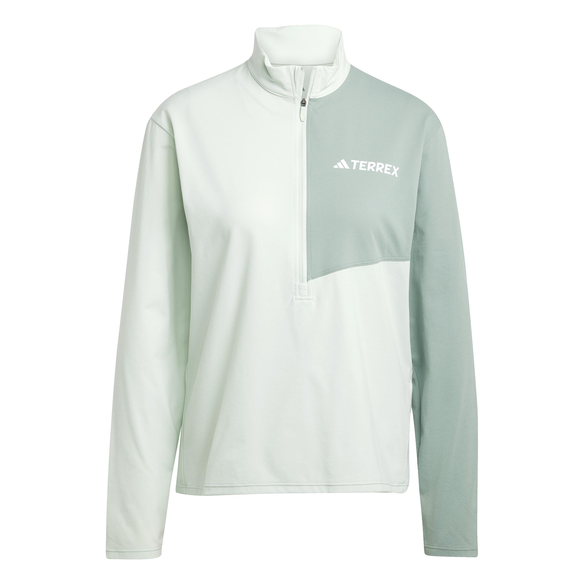adidas Women's Terrex Multi Climacool Half Zip Long Sleeve, Linen Green, XS