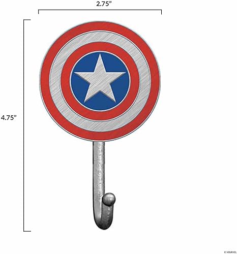 Miniatura 2 de Open Road Brands Gancho de pared de hierro fundido Marvel Captain America Shield, gancho de pared del Capitán América para abrigos, chaquetas,