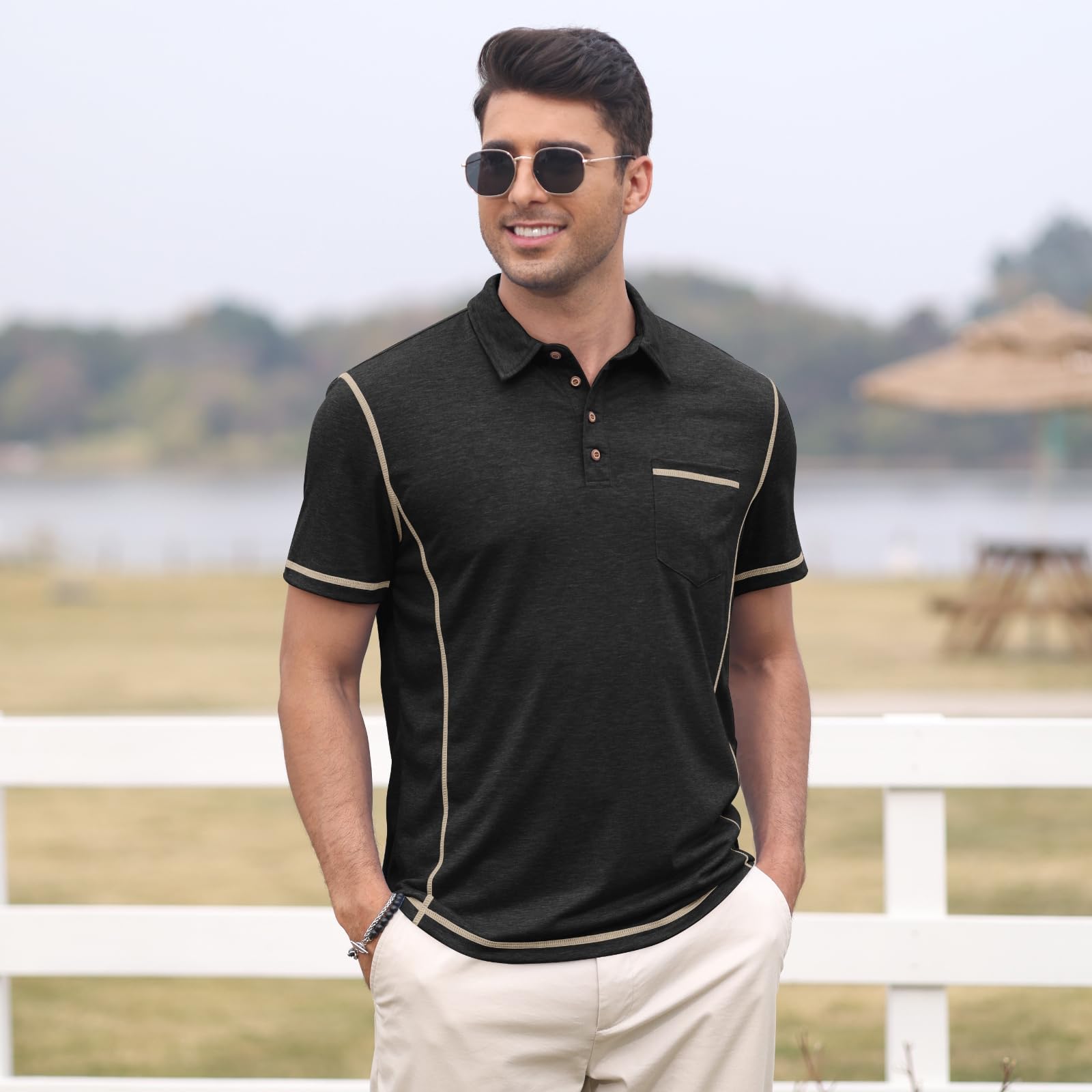 Koszulka polo męska z krótkim rękawem, koszulka polo dla mężczyzn, sportowa, na lato, krój slim fit, Classics M-3XL