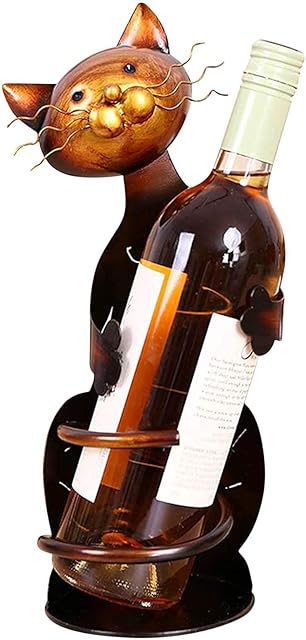 Ecoticfate Wine Bottle Holder Cat Wine Stands Racks Animal Sculpture Statue Decoration Bottle Stand Shelf for Home Bar Accessories Room Kitchen Decoration