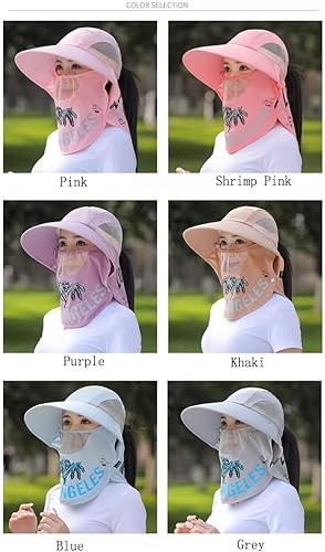 Miniatura 9 de KORADI Sombreros de pesca solar para mujer, ala ancha, protección UV, plegable, sombrero de verano con solapa desmontable