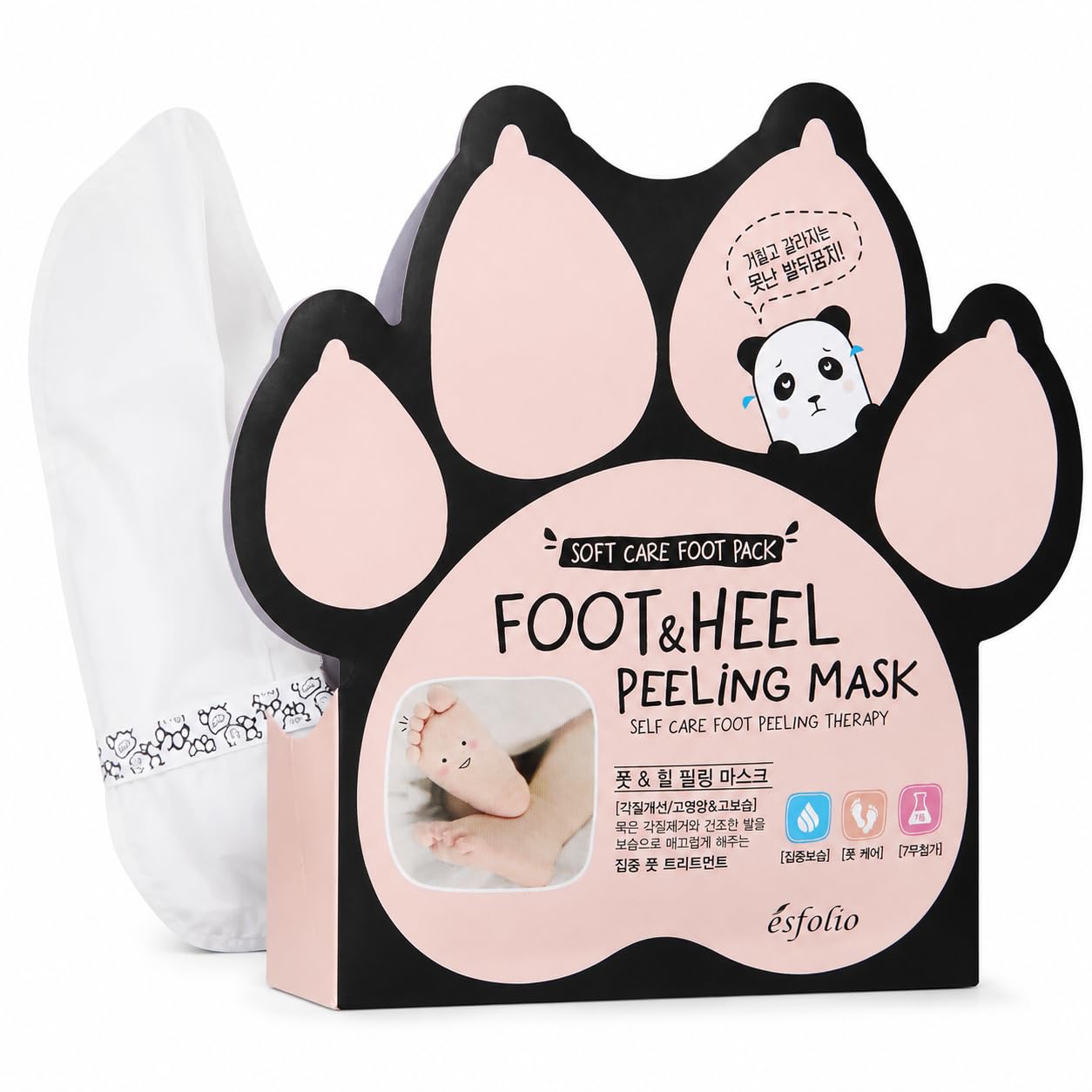 Esfolio made in Korea Foot & Heel Peeling Mask 1 Pair, Exfoliating Foot Mask Socks for Dry and Rough Feet, Moisturizing Foot Care Treatment with Botanical Extracts, Korean Foot Care