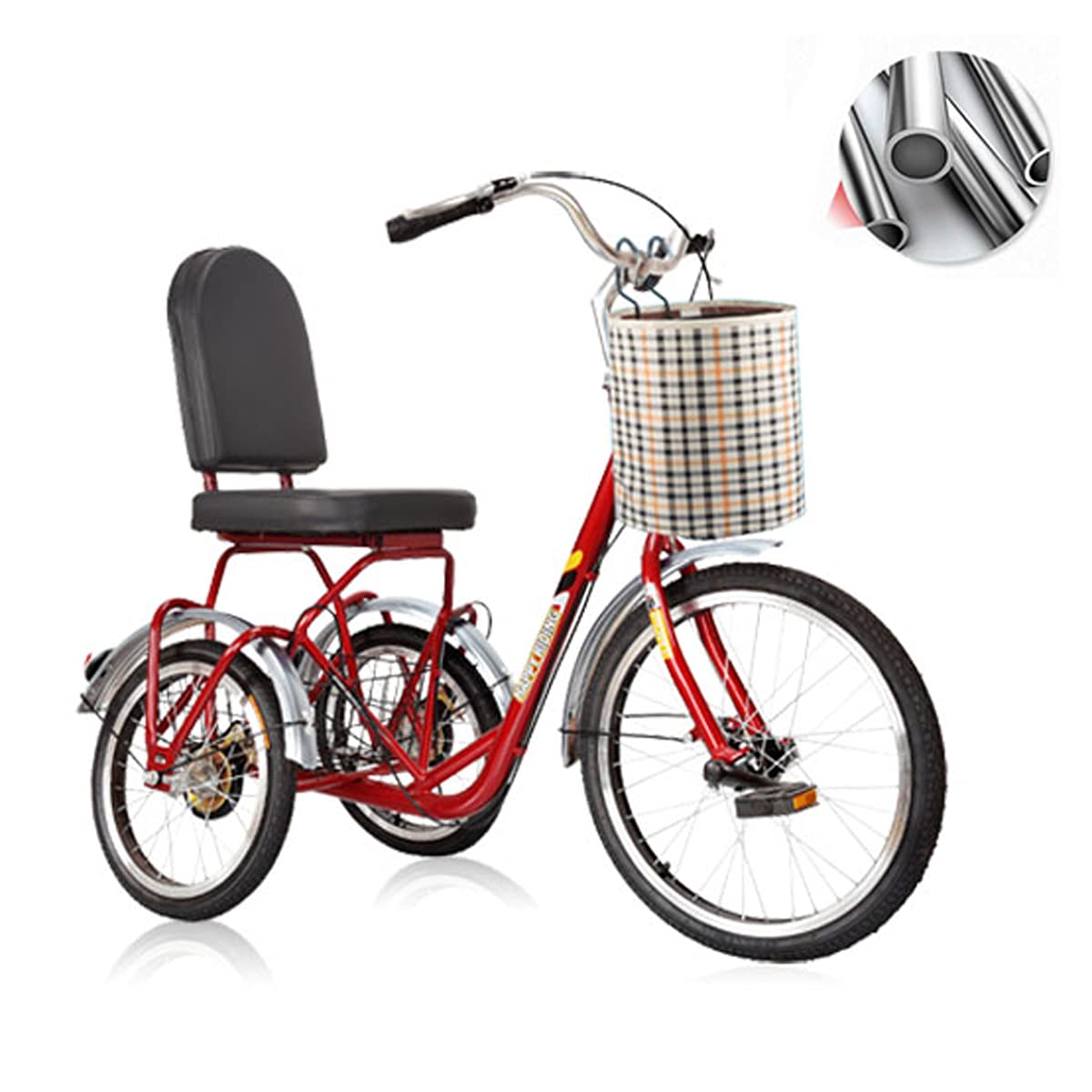 Bicicletta Tre Ruote Adulti, Triciclo Esterno, velocità Singola, Bicicletta carico in Acciaio al Carbonio con Sedile allargato e ingrandito, Bicicletta Adulti, Ciclismo Shopping, Picnic, Sport, cic
