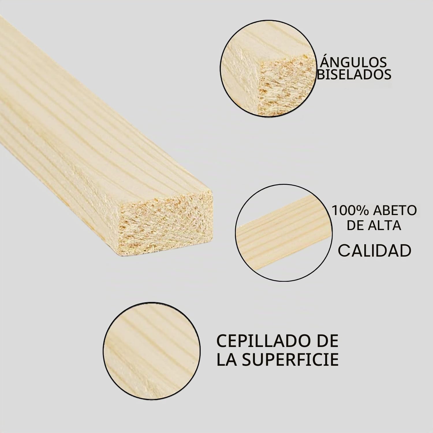 Twe - Listones de madera maciza de abeto 10 x 20 x 3000 metros cepillados en cuatro lados con chaflán en aristas, fabricado en Italia, paquete de 16 unidades