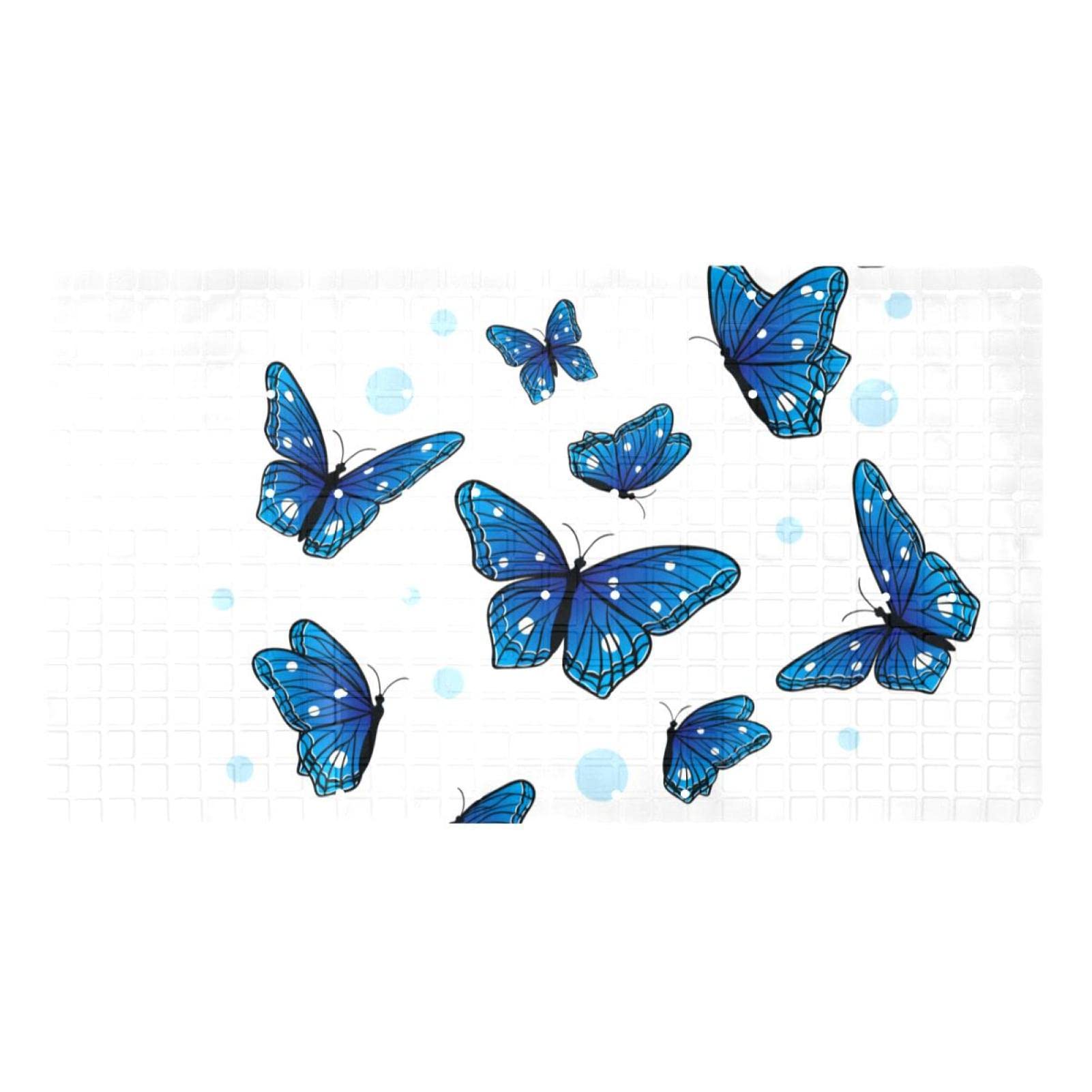 Tapis de douche antidérapant papillon lavable en machine pour baignoire sans BPA