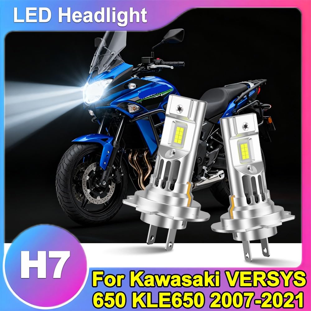 Bombilla Coche Para Kawasaki 650 KLE650 2007-2021 Bombilla LED | H7 Bombilla LED Para Faros De Motocicleta Con Ventilador 30000LM Diseño 1:1