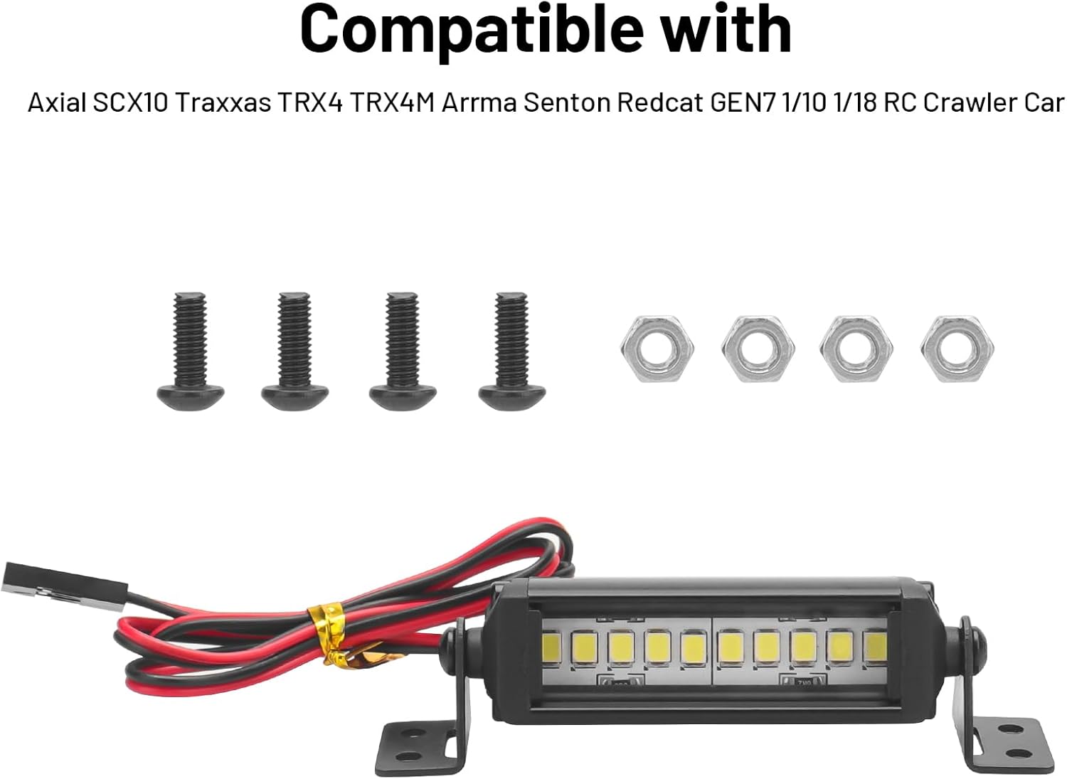 RC Light Bar 10 LED, daitoku 2.16 Inch Aluminum RC LED Lights Kit for Axial SCX10 Traxxas TRX4 TRX4M Arrma Senton Redcat GEN7 1/10 1/18 Crawler