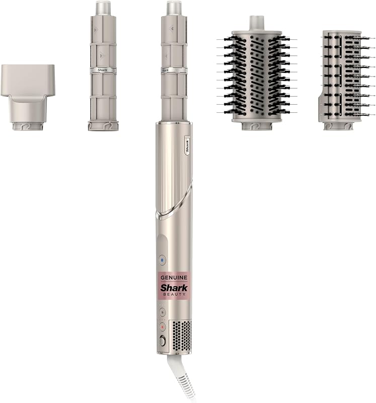 Shark HD430REF (Refurbished) FlexStyle Air Styling & Drying System, Powerful Hair Dryer Brush & Multi-Styler with Auto-Wrap Curlers, Paddle Brush, Oval Brush, Concentrator Attachment, Stone (Renewed) | Auto-wrap curlers, paddle brush, oval brush, concentrator