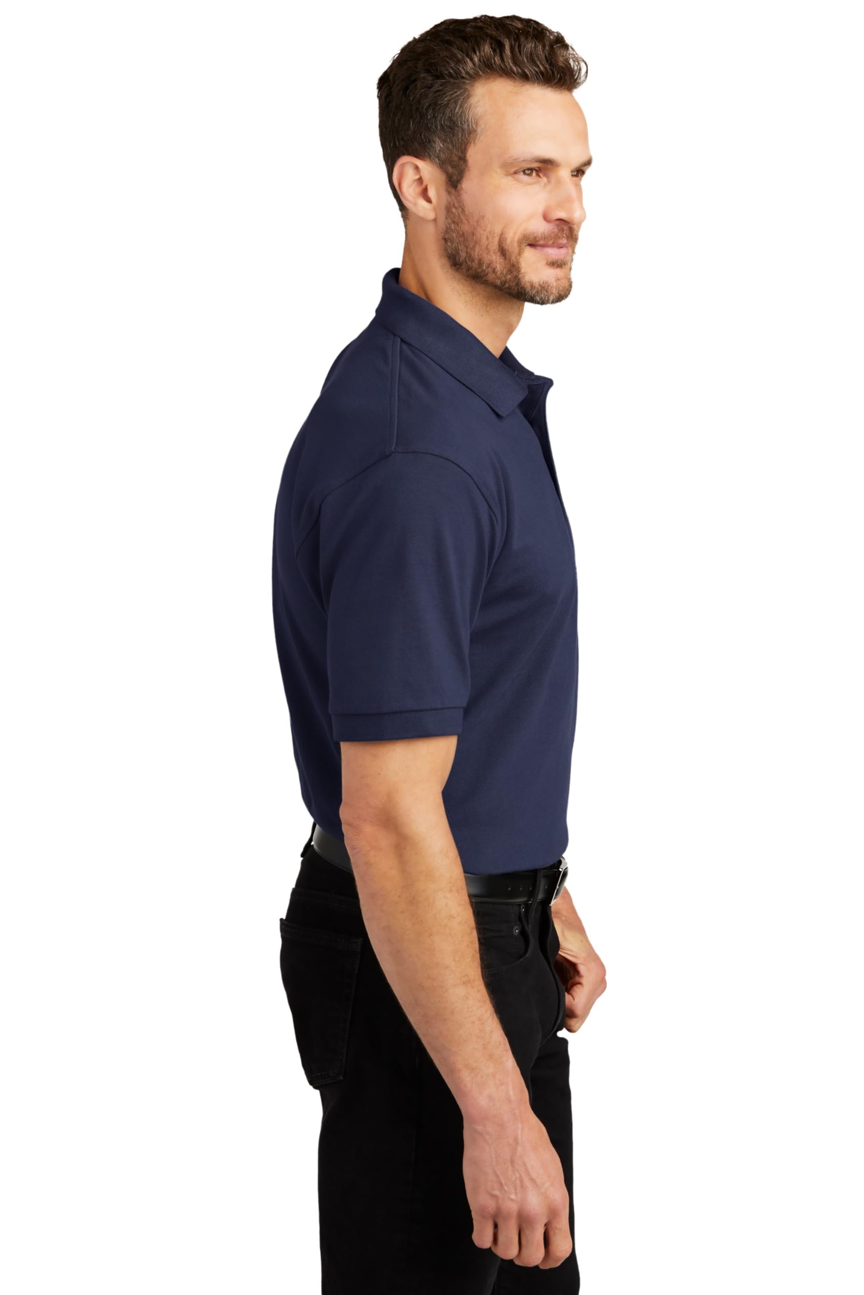 Port Authority Heavyweight Cotton Pique Polo, Navy, 3X-Large