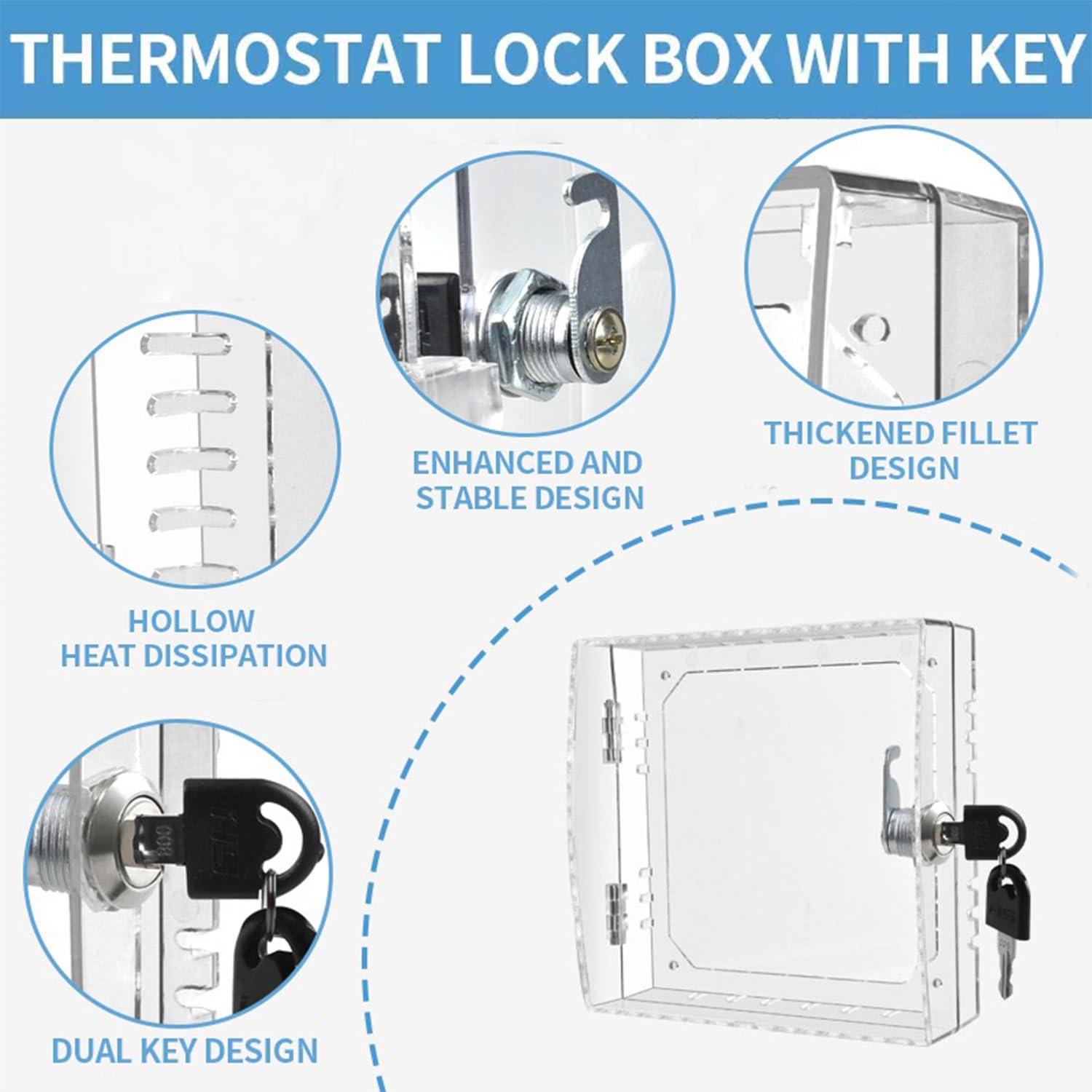 Thermostat Lock Box Cover with Key – Secure Lock Box Guard for Google Nest Learning Thermostat (4th Gen), Nest Thermostat 2020 and E, Nest Learning Thermostat 1st/2nd/3rd