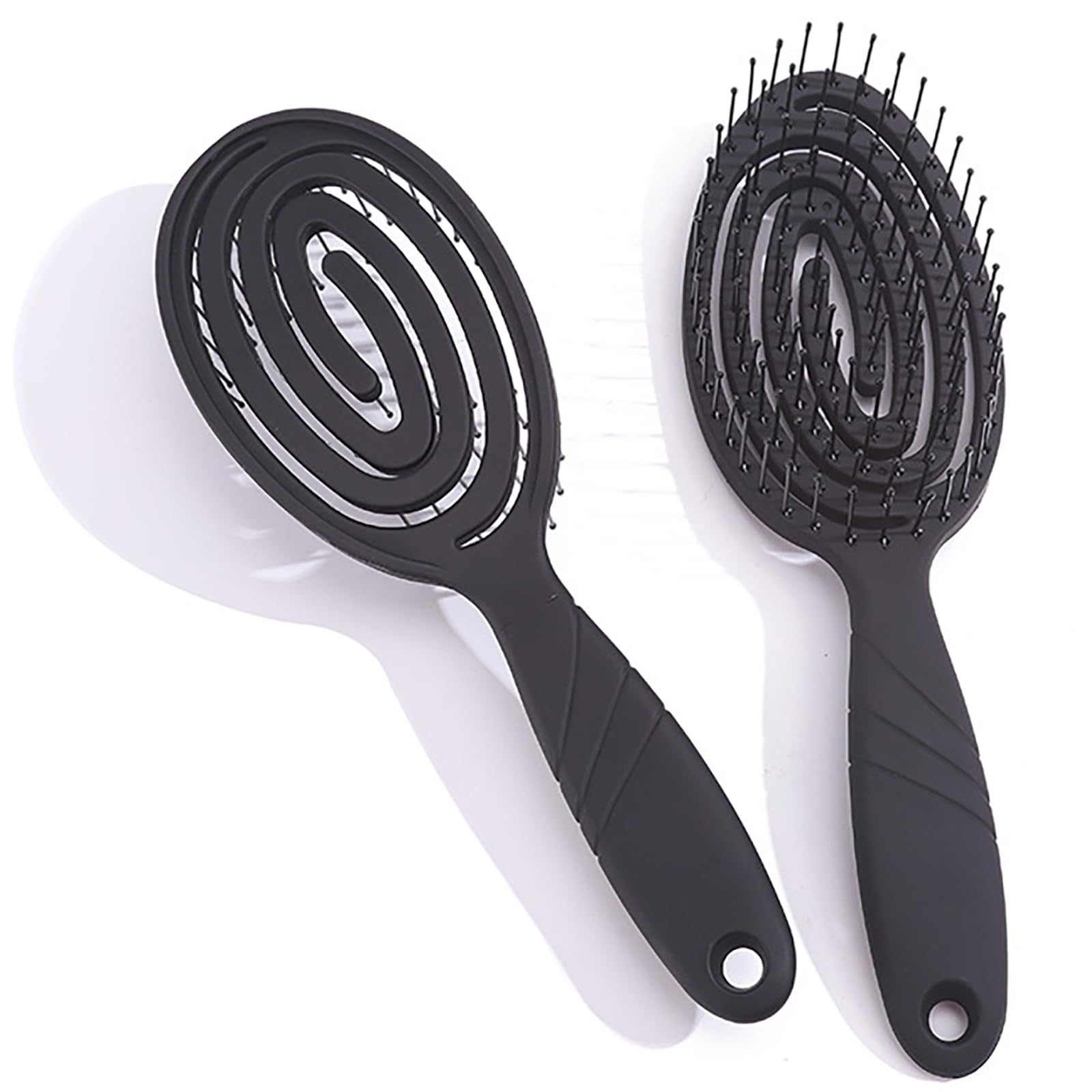 Detangling Hair Brush - Flexible Soft Pin Bristle Scalp Massager, Wet & Dry Hair Brush for Thick, Curly, Straight Hair - No-Pull, Fast Drying, Suitable for Women, Men & Kids - 1 Pack (Black)