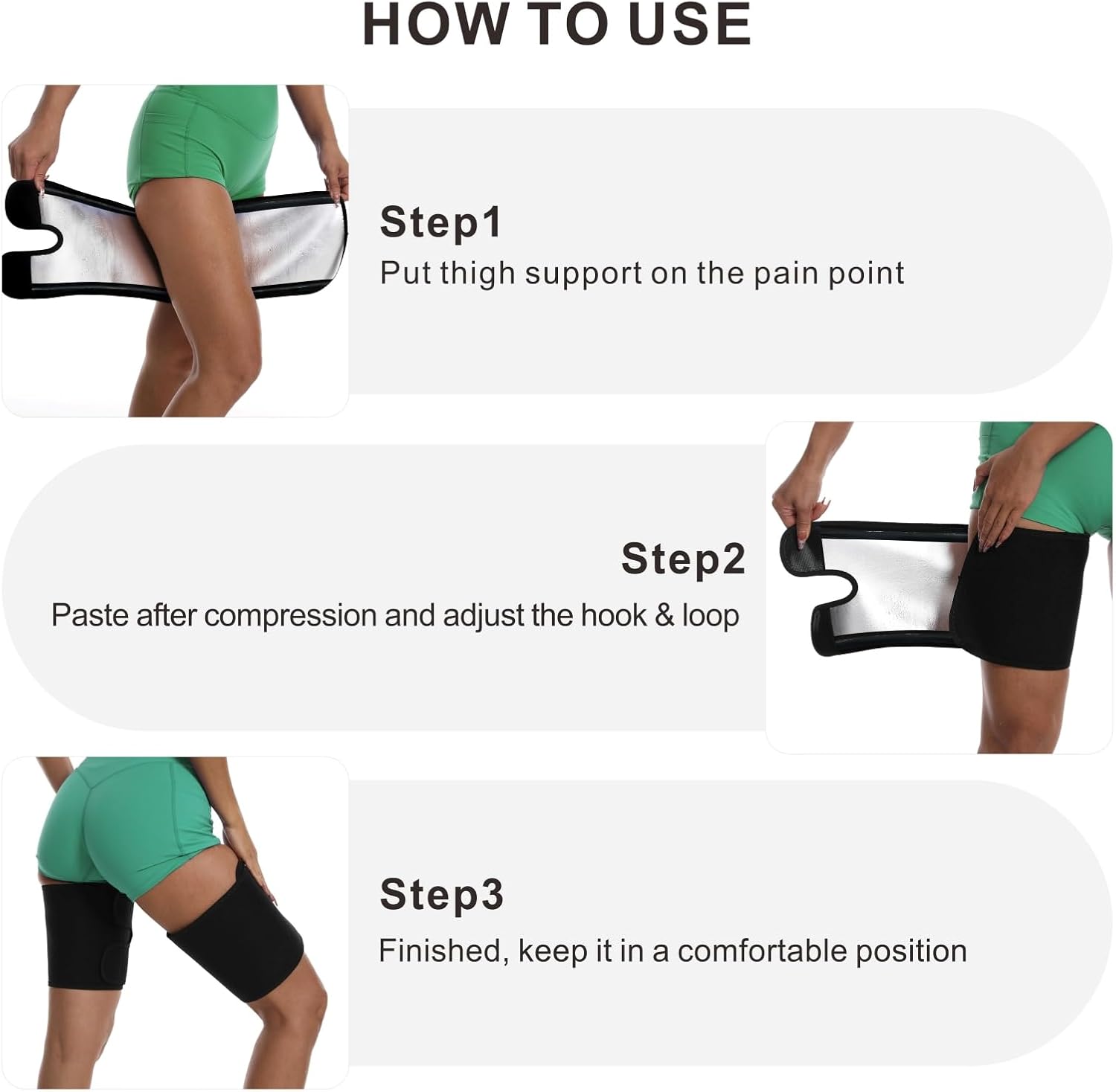 Sauna Leg Sleeves 2-Pack, Non-Slip Sweat Thigh Wraps for Women & Men Adjustable Thigh Trimmer Slimming Workout Gear - Image 3