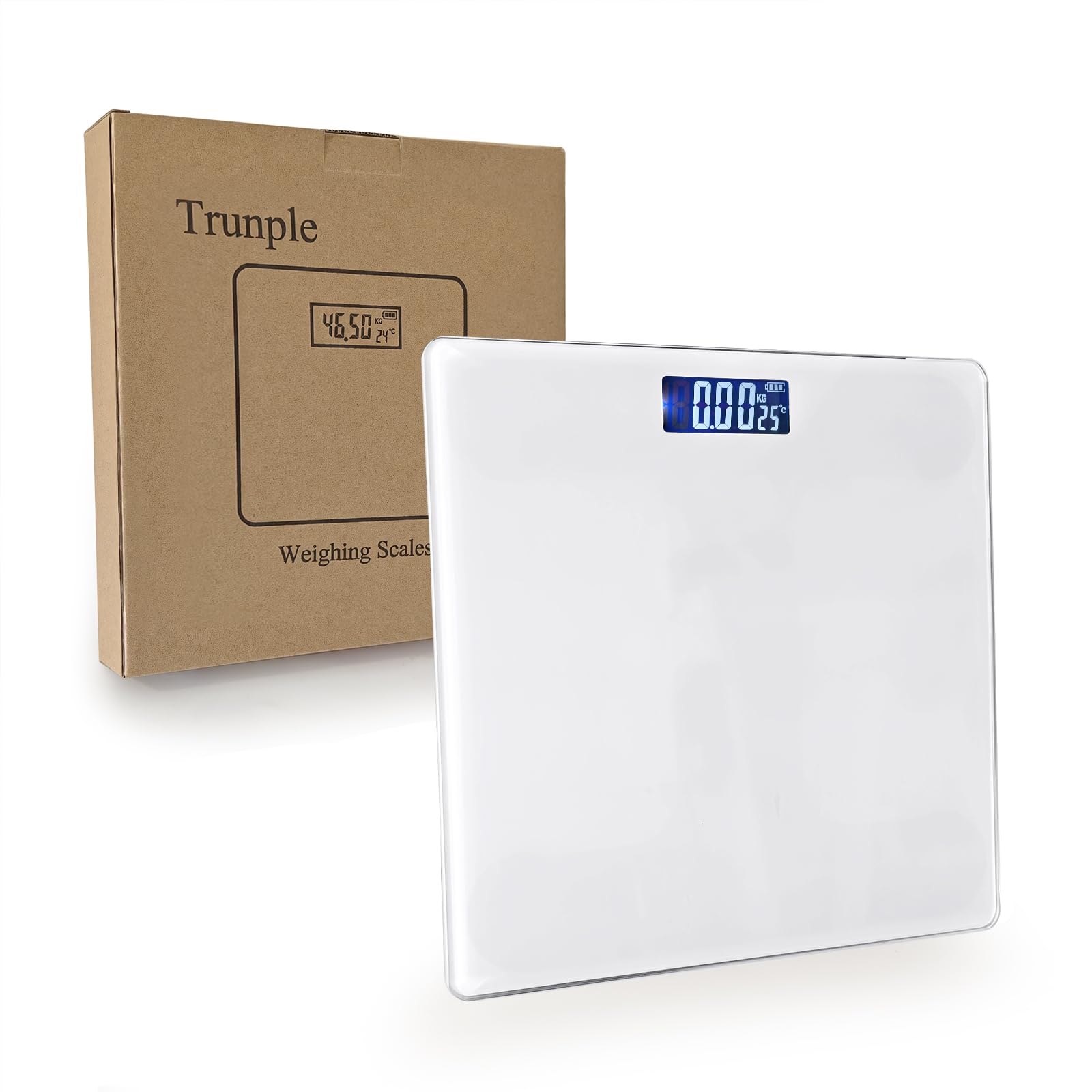 Weighing Scales for Bathroom, Precise Digital Weighing Device for Individuals, Compact Design, LED Screen, Highly Accurate Digital Bathroom Body Scale, Measures Weight up to 400 lbs, White-image-44