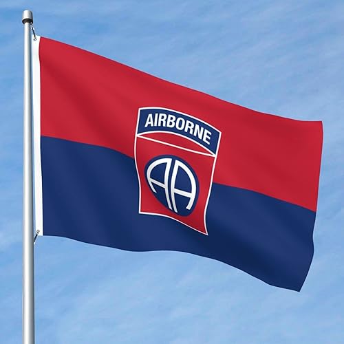 Miniatura 2 de Bandera del Ejército de los Estados Unidos 82 División Aerotransportada Bandera de 5 x 8 pies, poliéster duradero de doble cara, divertida pancarta