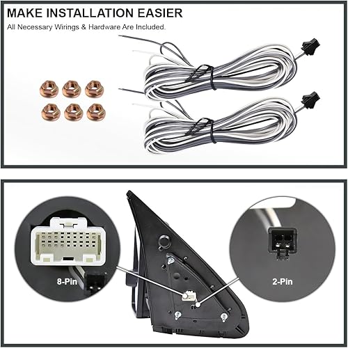 Miniatura 9 de Spec-D Tuning Espejos de remolque con calefacción eléctrica, señales LED ahumadas, punto ciego compatibles con Toyota Tundra 2007-2021, Toyota