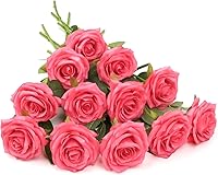 Vista 31 de LVEFIT 12 rosas artificiales de seda de color naranja quemado, ramo de rosas de seda de tallo largo para bodas, despedidas de soltera, fiestas