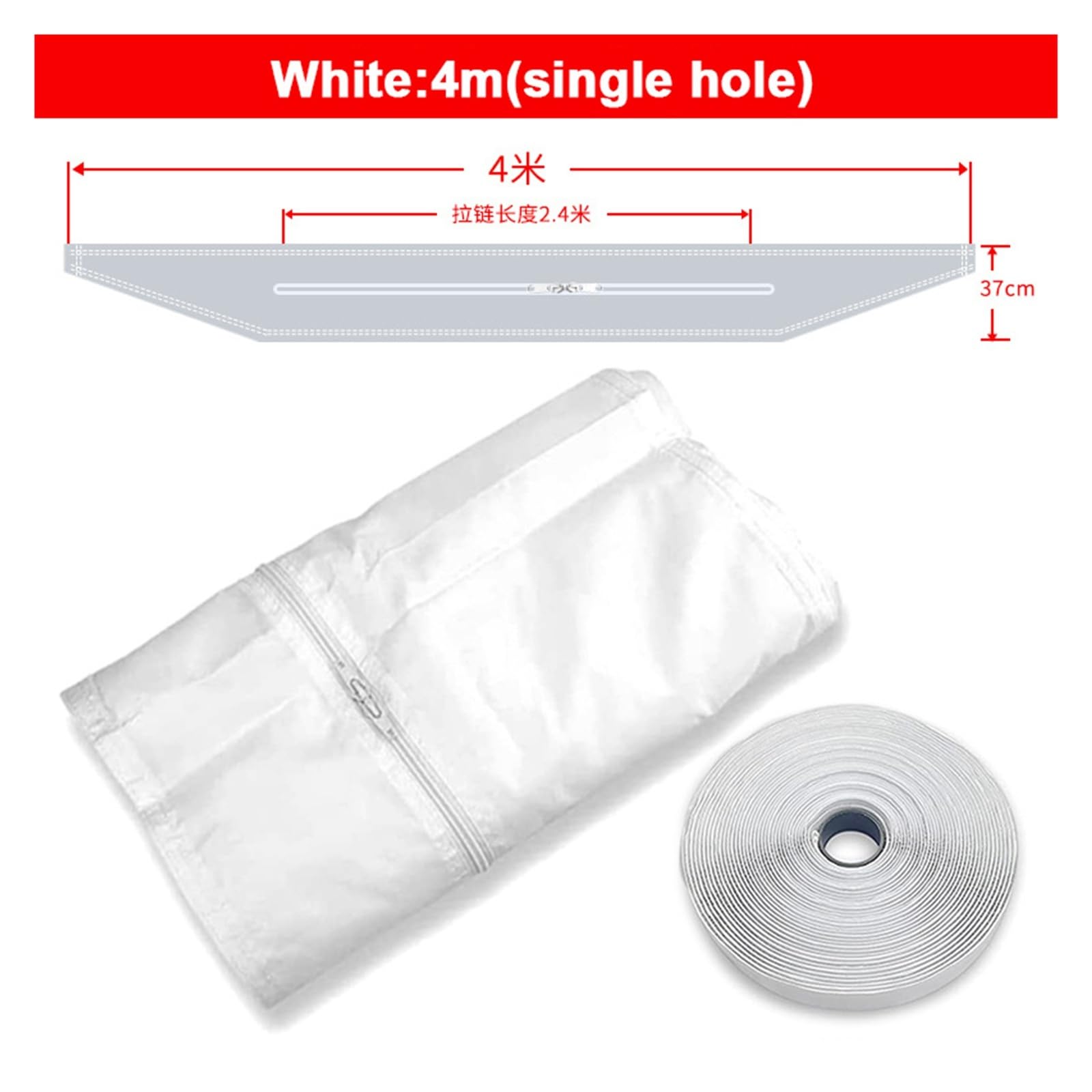 Panno sigillante for finestre AirLock 3/4/5 m con cerniera/adesivo for aria condizionata | Piastra di tenuta flessibile con cerniera e adesivo for finestre AC portatili da 3/4/5 m.(Single hole-4m)