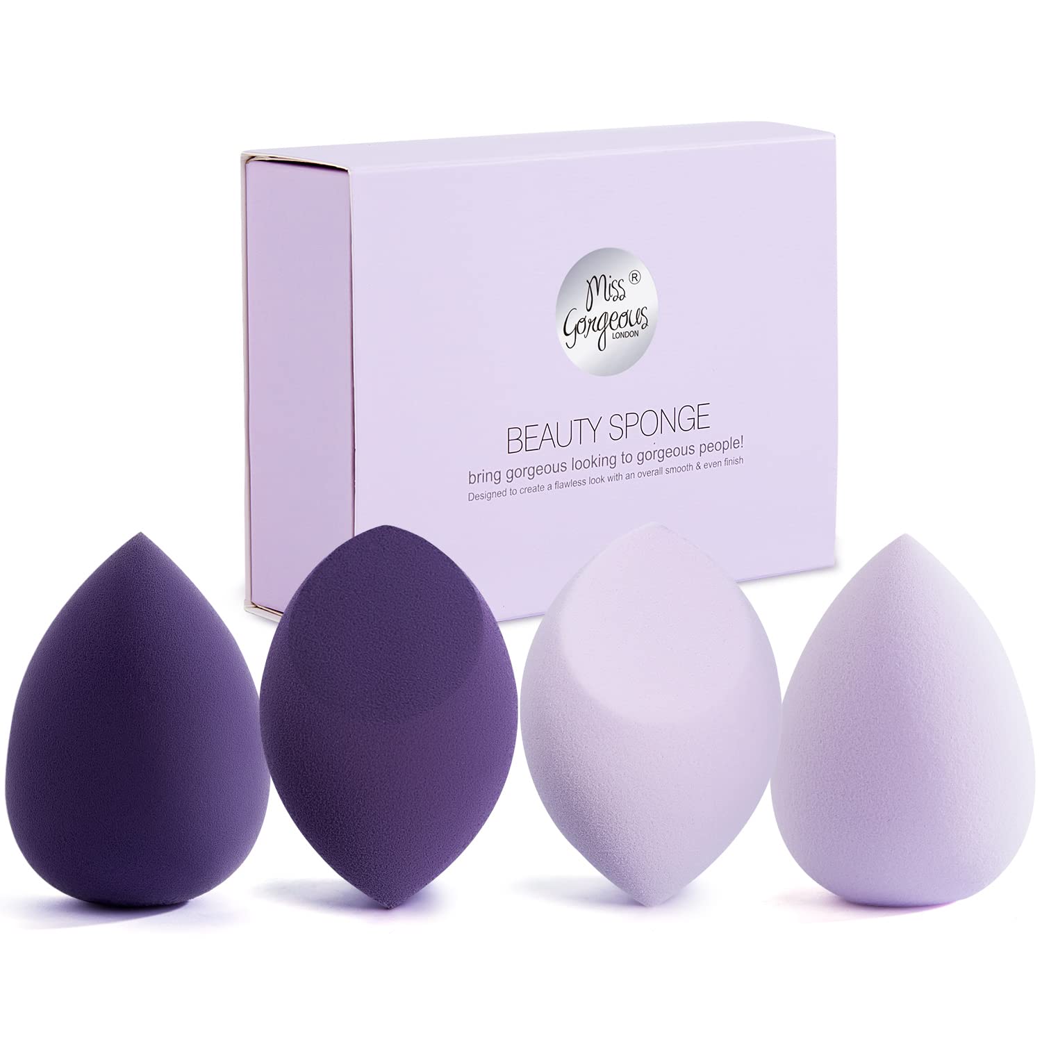 Findigit 4 Pcs Makeup Sponge Puff Beauty Makeup Blender Soft Concealer Sponge Set for Flawless Coverage Sponges for Liquid Foundation Creams and Powders (Dream Purple)