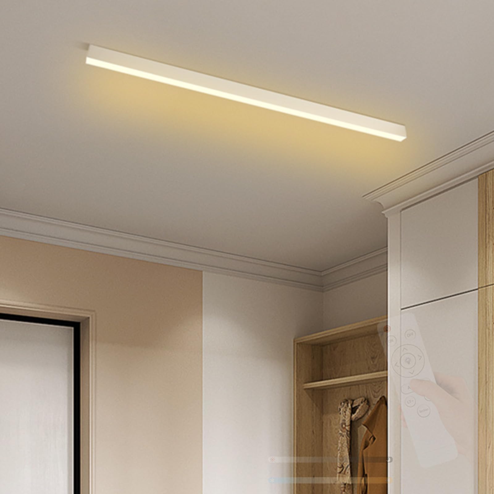 Plafonnier LED Long Télécommande Lampe Plafond Cuisine Couloir Dimmable - 8