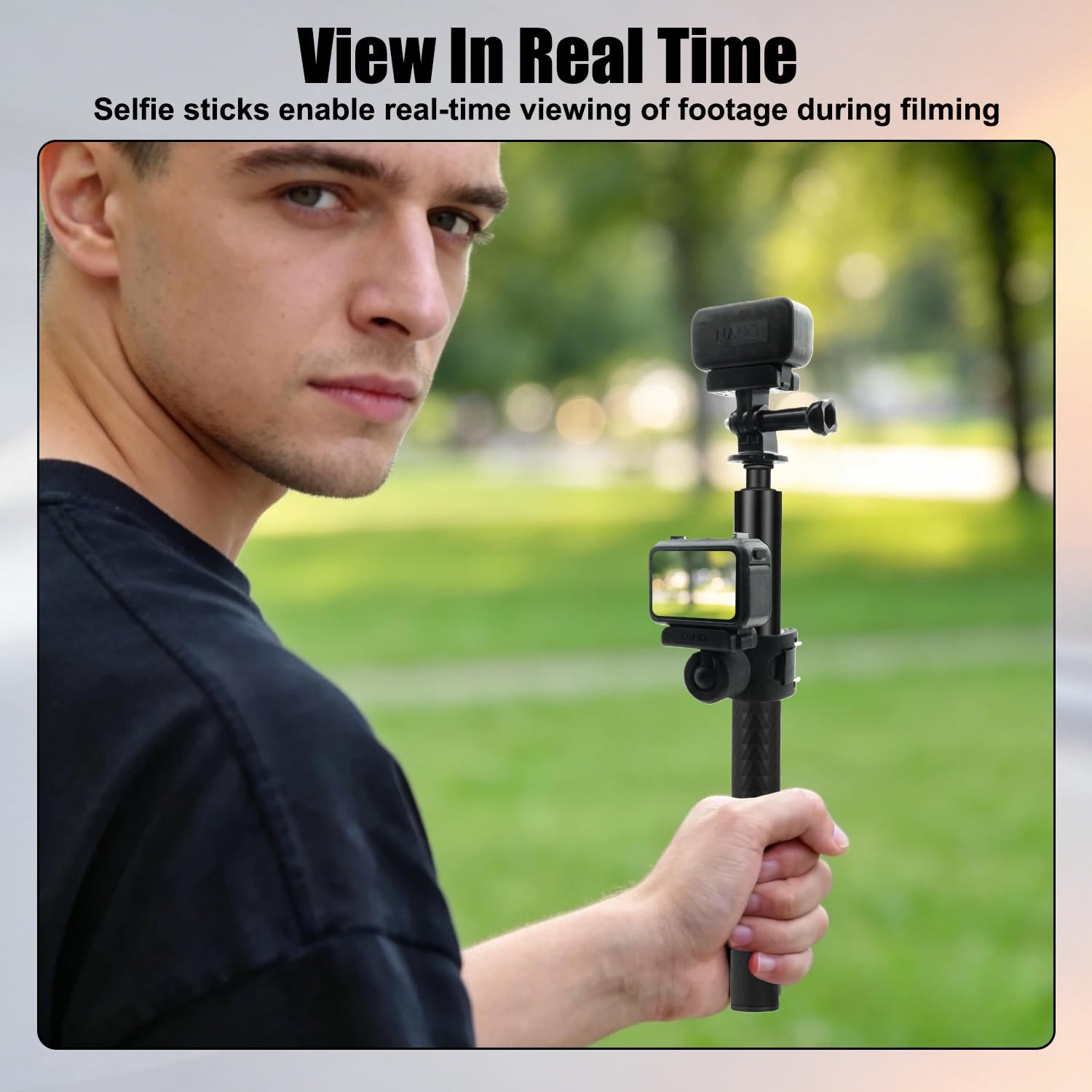 51" Selfie Perche avec Adaptateur Compatible avec DJI Osmo Nano Accessoires | Extensible Pôle, Magnétique Rapide Fixation Adaptateur Compatible avec DJI Osmo Nano, 1/4" Pince pour L’écran Vlog Vidéos