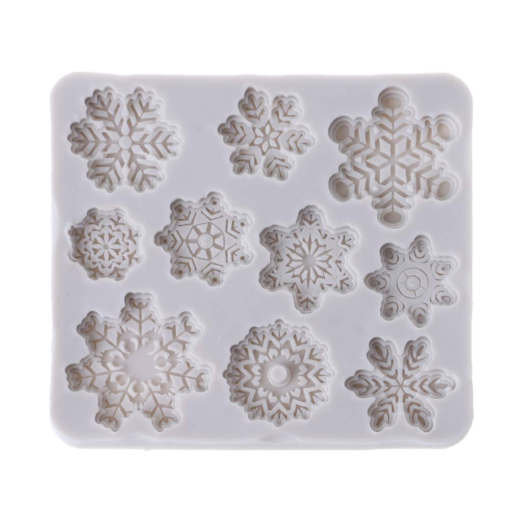 Jojnsha Light Grey Christmas Snowflake Silicone Fondant Cake Mold Chocolate Candy Mould Decor