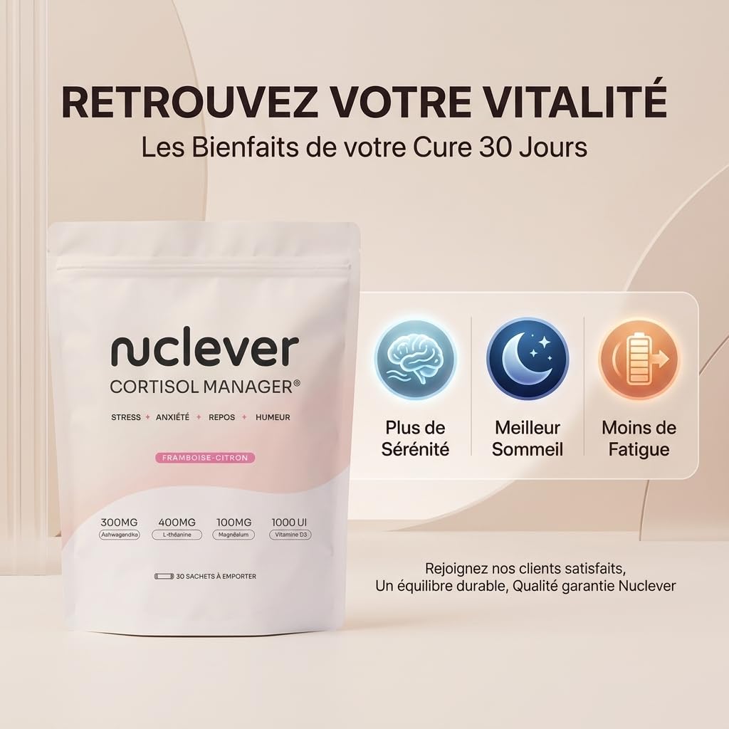 Cortisol Manager – Ashwagandha KSM-66 – Complément Alimentaire Magnésium & Vitamines – Programme 30 Jours – 30 Sticks