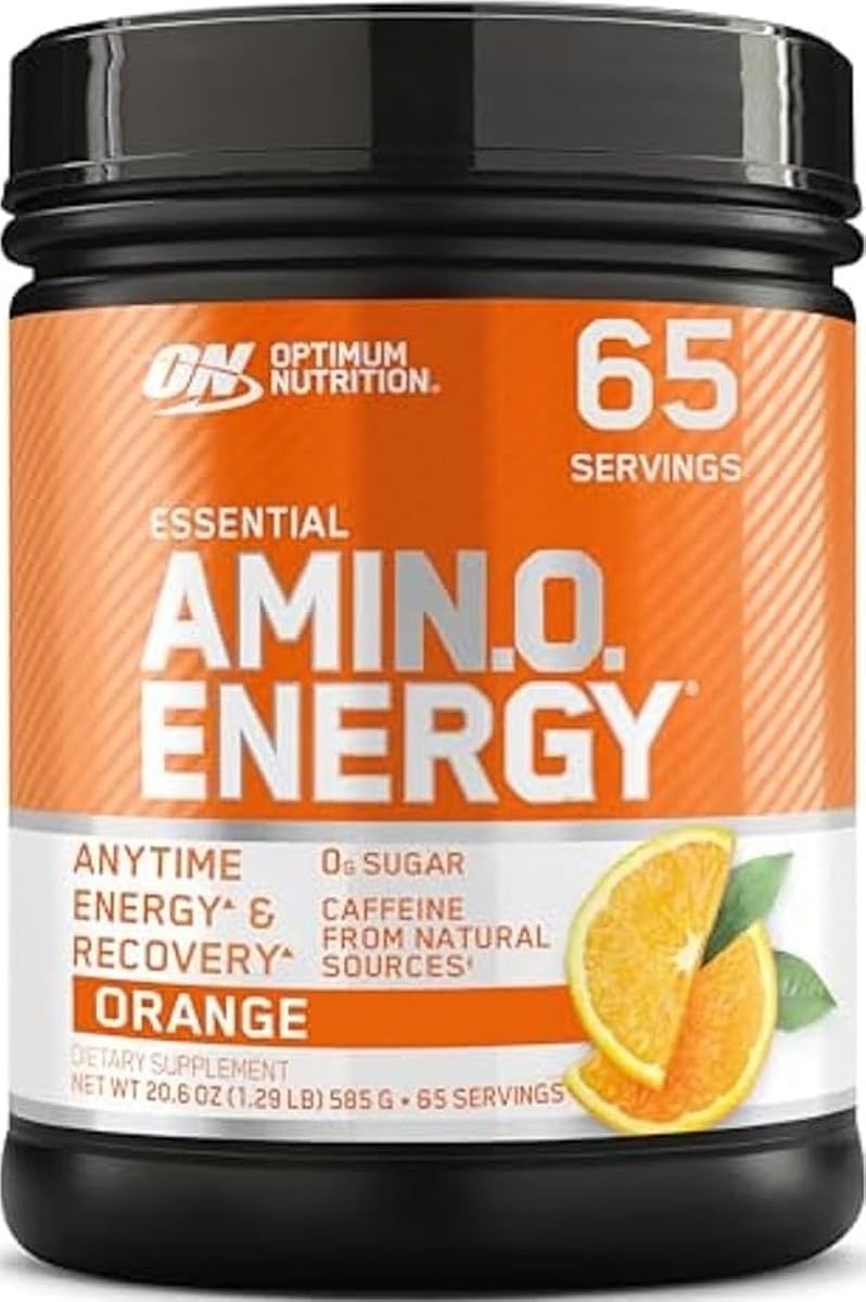 Optimum Nutrition Amino Energy - Pre entrenamiento con té verde, BCAA, aminoácidos, Keto Friendly, extracto de café verde, polvo energético - Enfriador de naranja, 65 porciones (el embalaje puede variar)