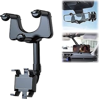 360° Rotatable and Retractable Car Phone Holder, New Version Multifunctional Car Rearview Mirror Bracket,Universal Mirror Phone Mount for All Mobile Phones