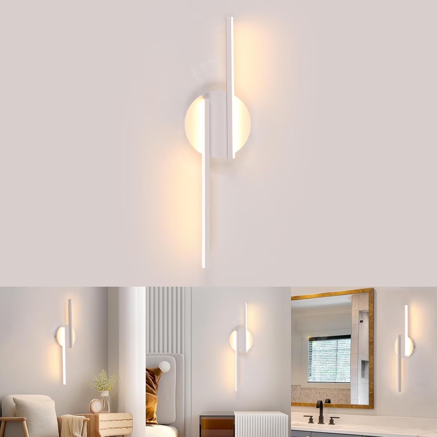 Lampa ścienna LED do wnętrz, 16 W, nowoczesna, 3000 K, ciepłe białe światło, lampa ścienna do salonu, sypialni, korytarza, łazienki, 45 cm