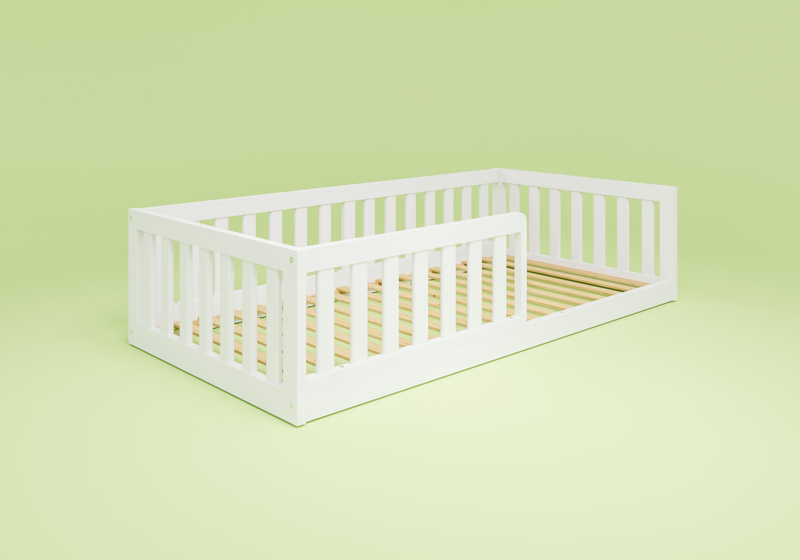 MS FACTORY Cama Infantil de Madera 160x80 cm - Protección Anticaída 40 cm - Cama Nido sin Colchón
