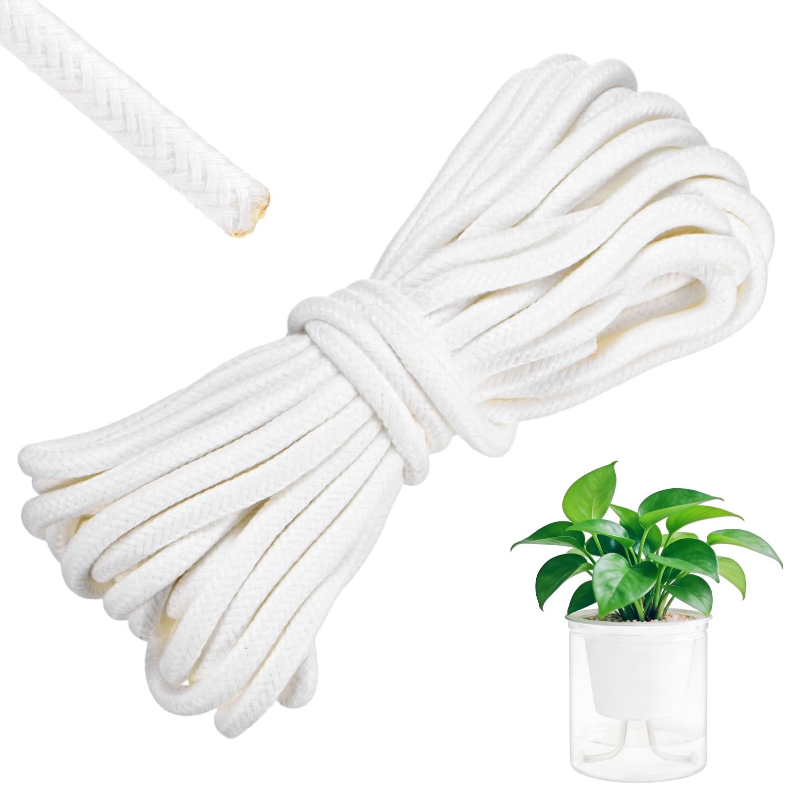 M METERXITY 1-Pack Self Watering Wick Cord 32.8 Feet 1/3 in Cotton