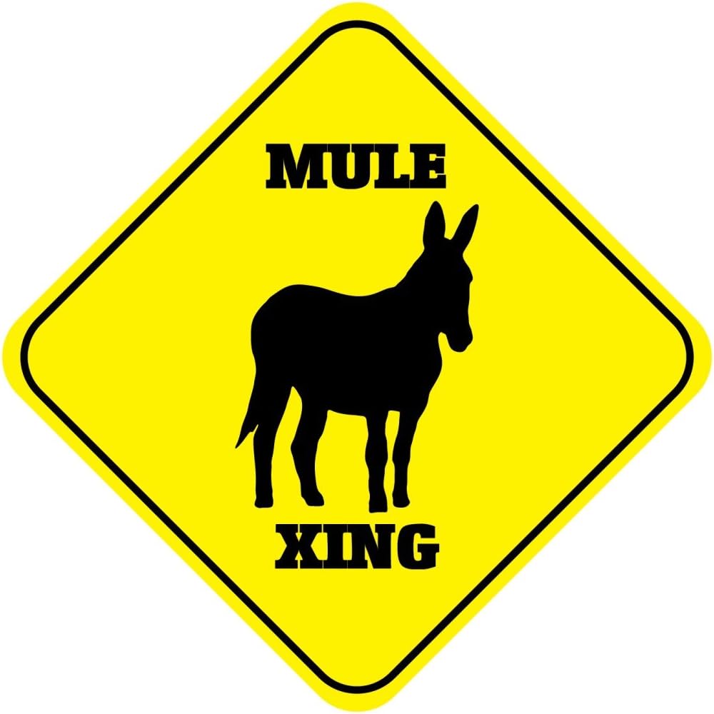 Aluminum Cross Sign Mule Crossing Style E Metal Wall Decor - 12"x12"