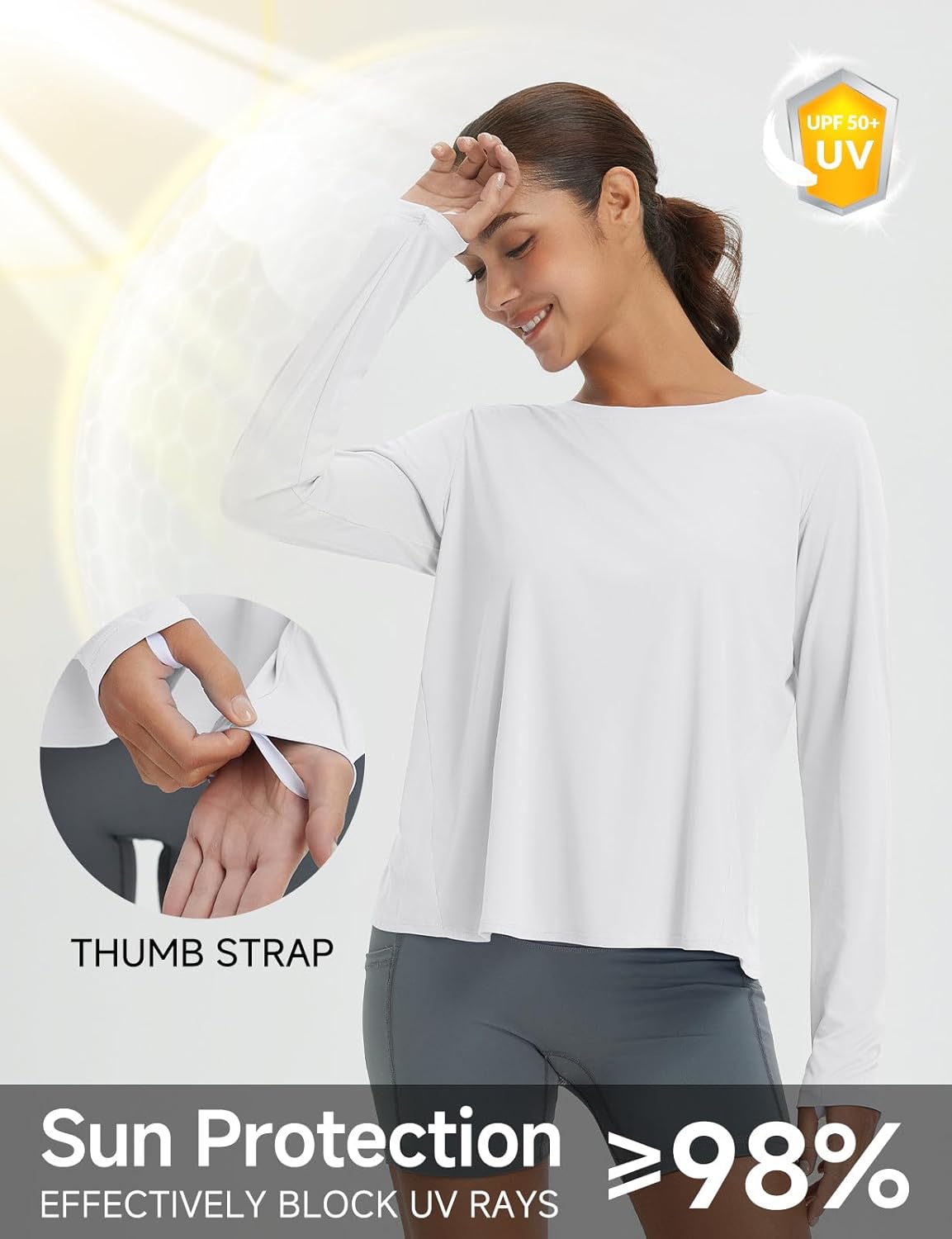 baleaf Women's Running Sun Shirts Long Sleeve UPF 50+ Workout Tops UV Athletic Split Back Quick Dry Lightweight - Image 5