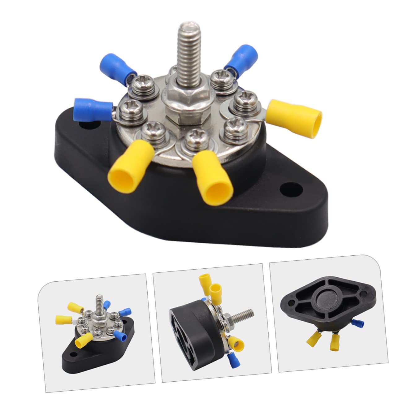 2 Set Morsetto Distribuzione Batteria Auto Terminale Bus Bar Vie Nero con Viti e Terminali per Sistemi Elettrici Auto Rv Resistente e Antiruggine