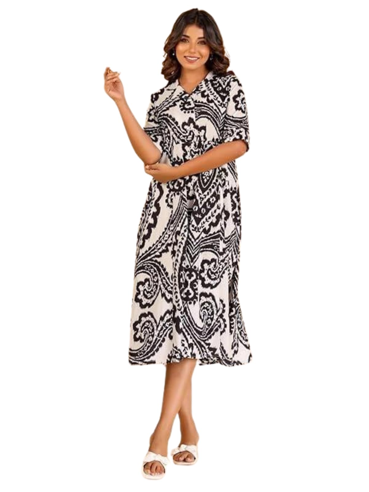 Leriya Fashion Rayon Women Below The Knee Western Dress (Lf-Wd1193-01_Black_2Xl)