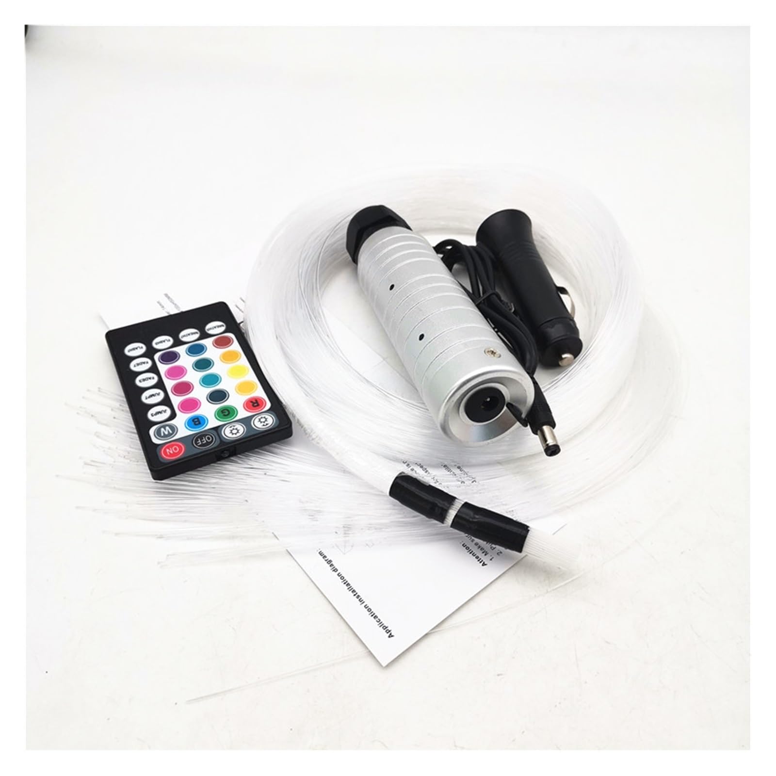 Kit de luz techo estrella fibra óptica DC12V 6W RGB, 100 Uds. * 2m 0,75mm motor dispositivo coche + 28 teclas,Durable