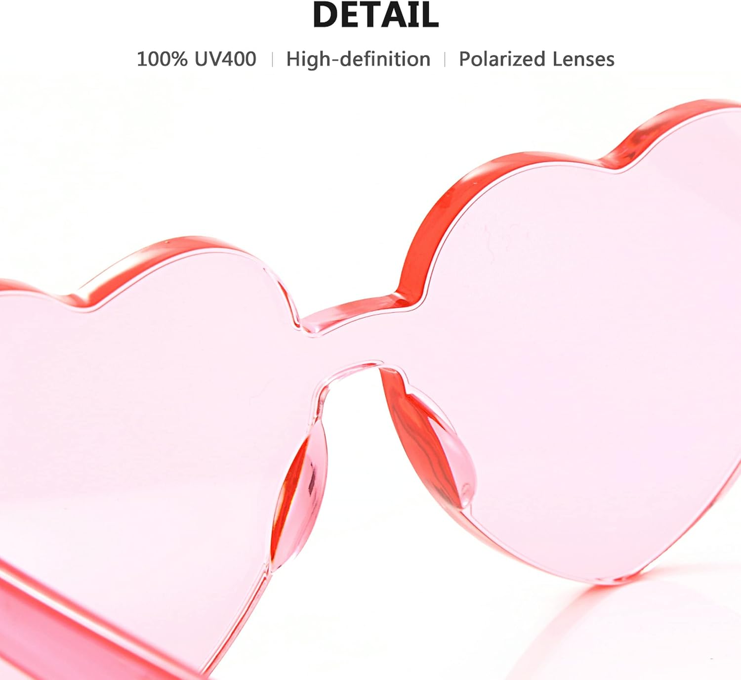 Yoela Heart Thick Oversized Rimless Sunglasses One Piece Heart Shape Eyewear Colored Sunglasses for Women Purple&pink&green&wine Red image 3 of 9 B0CCD6L2RY