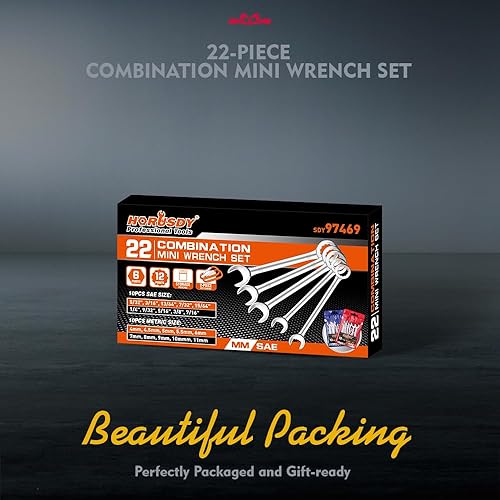 Miniatura 8 de HORUSDY Juego de llaves pequeñas de 20 piezas, juego de llaves combinadas métricas y SAE