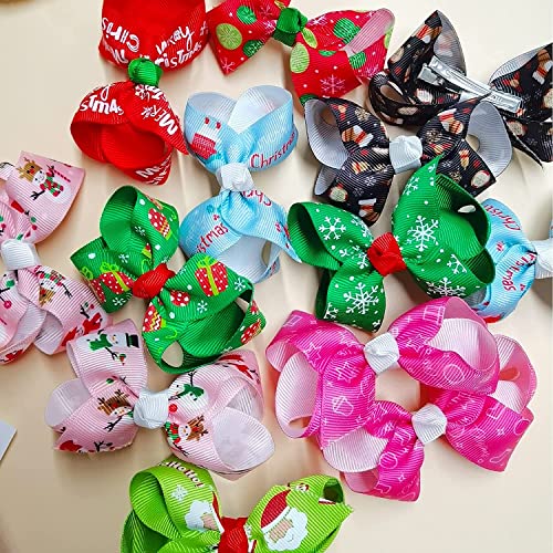30Pcs Christmas Hair Bows For Girls Baby Christmas Grosgrain Ribbon Bows Alligator Clip Baby Toddler Barrettes Hair Accessories Christmas Gifts For Girls Infants Toddlers In Pairs #TOP4